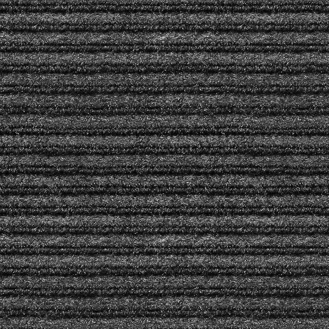 House, Home and More Indoor Outdoor Double-Ribbed Carpet Runner with Skid-Resistant Rubber Backing - Smokey Black - 4 Feet x 30 Feet