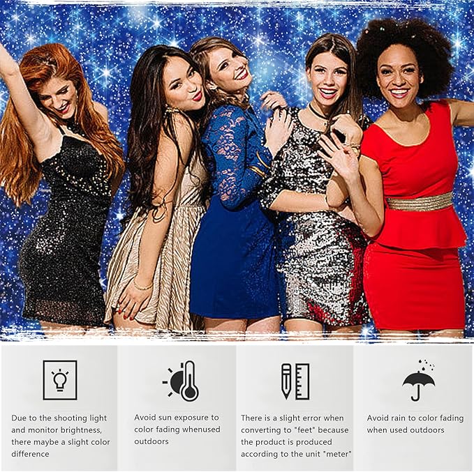 YongFoto Blue Glitter Backdrop 20x10ft Silver Light Spots Navy Blue Sequin Bokeh Photography Background Birthday Bridal Shower Wedding Photography Background Party Banner Decor Portraits Photoshoot