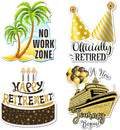 Hoteam 4 Pcs Retirement Cruise Door Decorations Magnetic Large Happy Retirement Cruise Ship Door Magnets Funny Waterproof Nautical Magnets for Carnival Cabin Stateroom Fridge Car