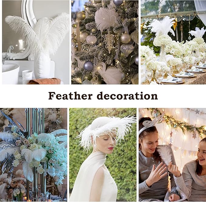 NEWONG 30pcs Mint Green Ostrich Feathers Natural Bulk 8-10in（20-25cm） Vase Craft Wedding Home Party Centerpieces Christmas Day Decoration…
