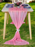 MDS 2 Pack 10ft Chiffon Table Runner 29 x 120 Inches Sheer Wedding Runner Romantic Rustic Table Runner for Wedding Decorations, Birthday Parties, Bridal Shower Party Arch Decor - Coral