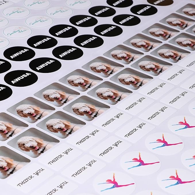 Custom Stickers - Personalized Labels, Customized Stickers with Any Design Image Logo Text, 100 Square Watercolor Floral Vinyl Stickers, Waterproof, Outdoor Use