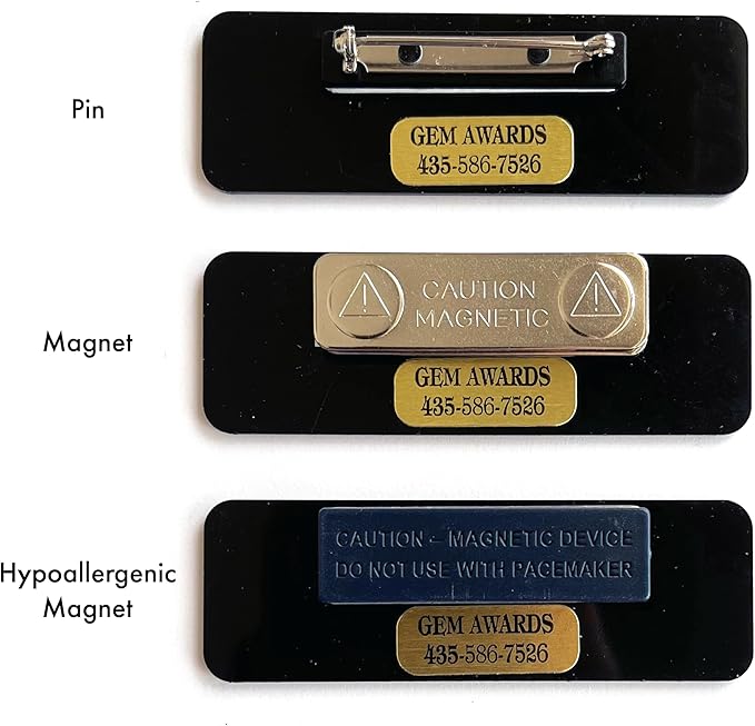 Custom Name Tags - Full Color Logo Name Tags - Scratch Resistant Metal Front & Hard Plastic Back (1.25 x 3 Inch, White)