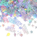 1000pcs Happy Birthday Confetti, Iridescent Party Confetti Metallic Glitter Birthday Table Scatter Decorations Party Confetti for DIY Crafts Festive Table Decoration