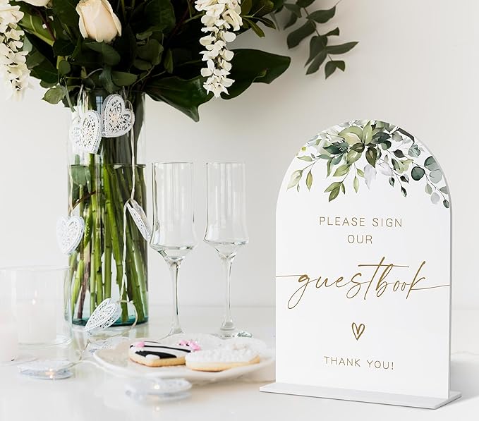 Please Sign Our Guestbook Sign, Greenery Gold Bridal Shower Decor, Wedding Guest Book Alternative, Wedding Signs for Ceremony and Reception, Acrylic Decor, Bachelorette Party Favors-32