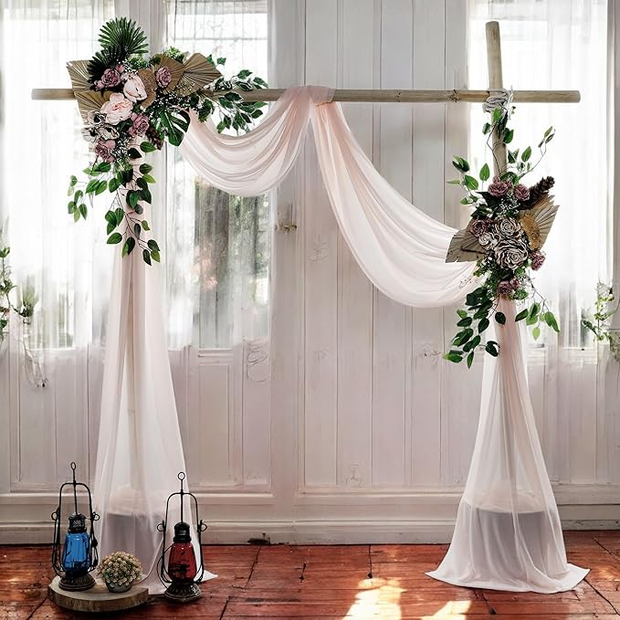 MDS Halloween Chiffon Draping Fabric - 1 Panel, 30" Wide x 30ft Long - Sheer Spooky Arbor & Canopy Drapery for Haunted House Backdrops, Party Ceilings, DIY Costumes & Themed Events - Nude