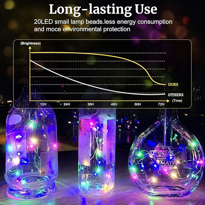 Aogist Led Fairy Lights 3 Modes Battery Operated String Lights Waterproof Silver Wire 7 Feet Firefly Starry Moon Mason Jar Lights for DIY Wedding Party Christmas (Purple, 8 Pack)