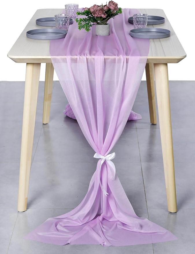 MDS Halloween Chiffon Table Runner - 15 Pack, 29 x 170 Inches, 14ft Each - Sheer Spooky Table Runners for Haunted House Parties, Trick-or-Treat Tables, Witchy Décor, Wedding & Events - Orchid
