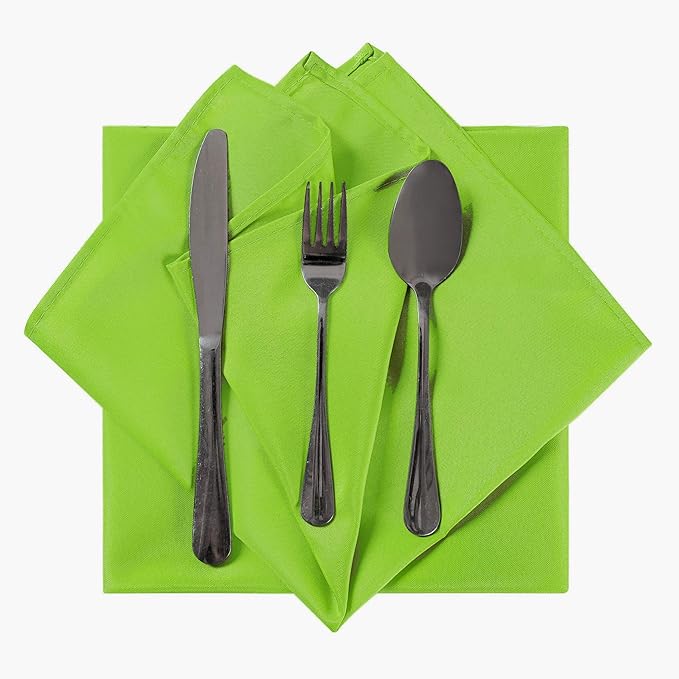 Cupuamon Cloth Napkins 20x20 inch Washable Polyester Dinner Napkins Soft Table Napkins for Wedding Party Dining Banquet(Apple Green,50PCS)