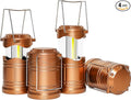 Lichamp LED Camping Lantern, 4 Pack Battery Powered Flashlight for Power Outages, Portable Collapsible Hanging Light Essential for Home, Outdoor, Emergency Lamp Survival Kit Gear for Hurricane, Gold