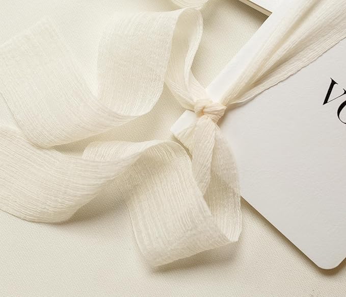 White Vow Books with Ribbons (Set of 2) - 5.625 x 4 Minimalist Pocket Sized Wedding Ceremony Vow Renewal Speech, Gift for Bride to Be & Newly Engaged Couple, 48 Lined Pages
