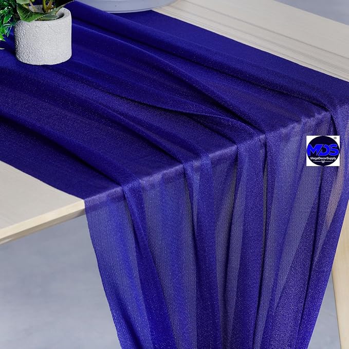 MDS Halloween Chiffon Table Runner - 5 Pack, 29 x 170 Inches, 14ft Each - Sheer Spooky Table Runners for Haunted House Parties, Trick-or-Treat Tables, Witchy Décor, Wedding & Events - Royal Blue