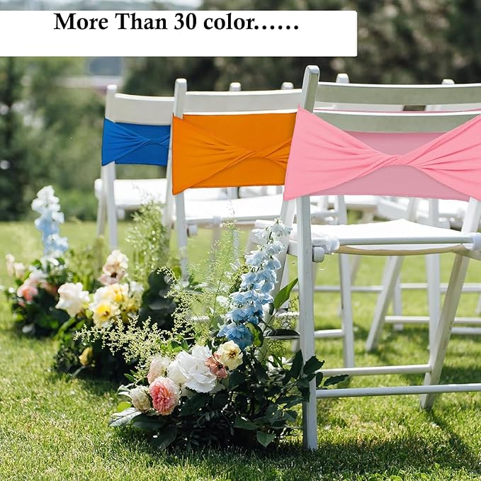 MDS Pack of 250 Spandex Chair Sashes Bows Elastic Stretch Dining Chair Bands Ties Without Slider Buckle Universal fits for Wedding Baby Shower Birthday Party Banquet Event Decoration - Green