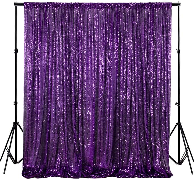ShinyBeauty 4FT x 7FT Purple Sequin Backdrop | Photobooth Background | Wedding & Event Decor | Rustic & Elegant Sequin Fabric | Perfect for Photography & Parties | Durable Sequin Curtains