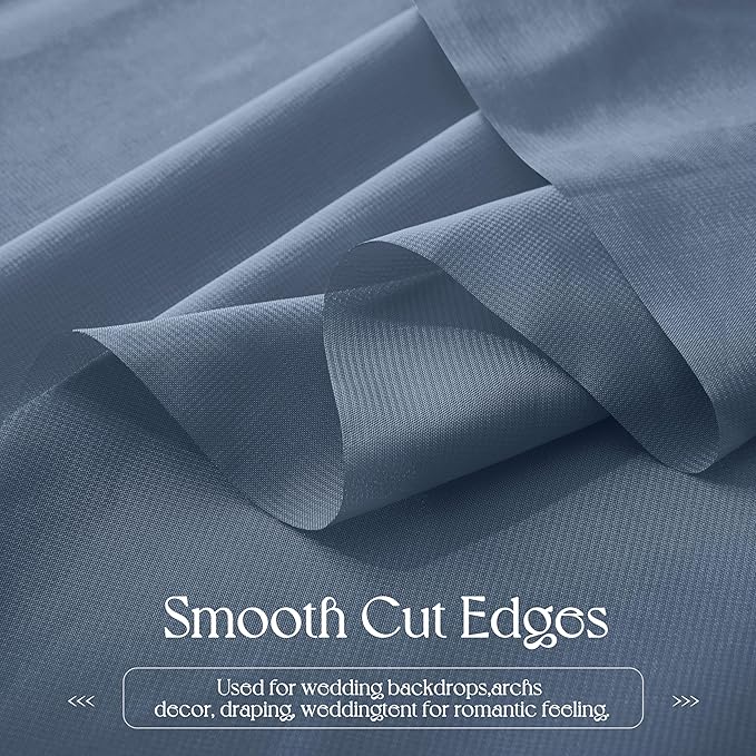 VACVELT Wedding Arch Draping Fabric Dusty Blue Chiffon, 1 Panel Sheer Drapes 30 Inch x 20ft Chiffon Backdrop Curtain Decor, Outdoor Sheer Drapery for Ceremony Party Ceiling