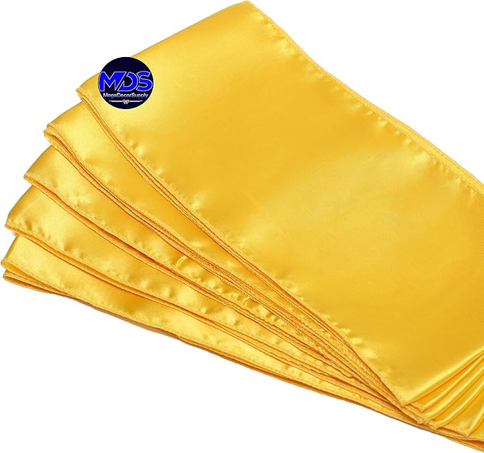 MDS Pack of 300 PCS Satin Chair Sashes Charmeuse Sateen Dining Chair Bows Ribbon Ties Back Sash for Wedding Party Birthday Home Hotel Restaurant Banquet Decoration (7 x 108 Inch, Yellow Gold)