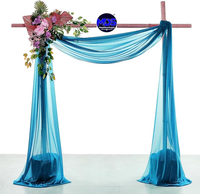 MDS Halloween Chiffon Draping Fabric - 2 Panel, 30" Wide x 40ft Long - Sheer Spooky Arbor & Canopy Drapery for Haunted House Backdrops, Party Ceilings, DIY Costumes & Themed Events - Dark Teal