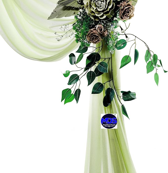 MDS Halloween Chiffon Draping Fabric - 1 Panel, 30" Wide x 50ft Long - Sheer Spooky Arbor & Canopy Drapery for Haunted House Backdrops, Party Ceilings, DIY Costumes & Themed Events - Sage Green