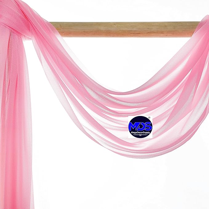 MDS Halloween Chiffon Draping Fabric - 2 Panel, 30" Wide x 40ft Long - Sheer Spooky Arbor & Canopy Drapery for Haunted House Backdrops, Party Ceilings, DIY Costumes & Themed Events - Coral