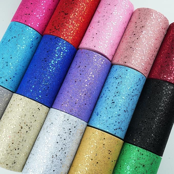 Glitter Tulle Rolls, 6” by 50 Yards (150FT) Sparkling Tulle Spool Ribbon Sequin Tulle Netting Fabric for Tutu Skirt Wedding Birthday Baby Shower(Royal Blue)