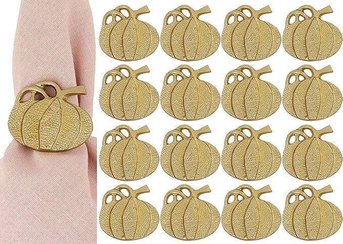 Set of 12 Decorative Metal Napkin Rings - Antique Copper Pineapple Lightweight Napkin Rings - Table Accents for Elegant Dining, Weddings & Everyday Celebrations (Gold)- ALPHA Living HOME