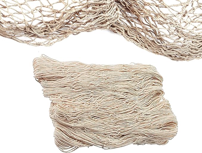 Natural Fish Net Party Decorations for Pirate Party, Hawaiian Party, Nautical Themed Cotton Fishnet Party Accessory