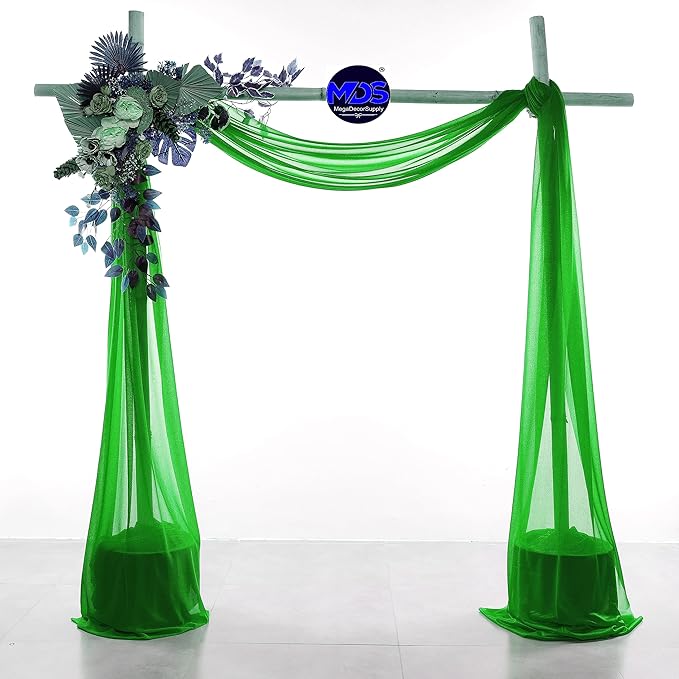 MDS Halloween Chiffon Draping Fabric - 1 Panel, 30" Wide x 20ft Long - Sheer Spooky Arbor & Canopy Drapery for Haunted House Backdrops, Party Ceilings, DIY Costumes & Themed Events - Green