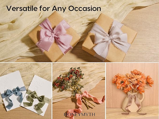 Satin Silk-Like Ribbon Set – 1" Wide, 9 Rolls, 45 Yards Total – Handmade Fringe Ribbons for Gift Wrapping, Wedding Invitations, Floral Bouquets, DIY Crafts