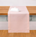 Solino Home Pink Table Runner 36 Inches - Cotton Linen Hemstitch Coffee Table Runner 14 x 36 Inch Ideal for Dresser Tables - Fall, Autumn, Halloween, Thanksgiving, Christmas