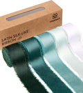 Vitalizart Silk Like Satin Ribbon 1 inch x 25 Yard Green & Sage Handmade Frayed Ribbons for Gift Wrapping Baby Shower Wedding Bridal Bouquets Holiday Decor