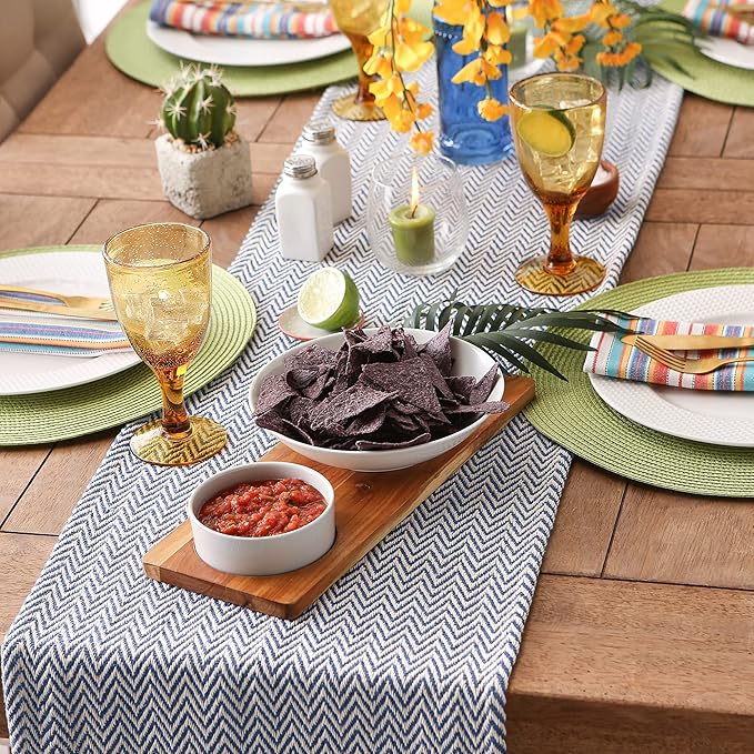 DII Woven Basic Tabletop Collection, Chevron Table Runner, 15x108, Nautical Blue