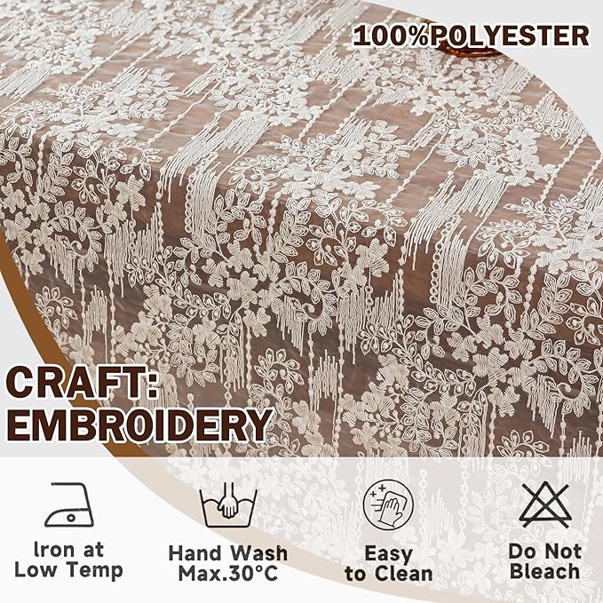 Lace Embroidered Tablecloth. Square Lace Vintage Tablecloth Dustproof Table Protector for Kitchen Dining Room Party Banquet Home Picnic Wedding Decoration (Creamy White 35.5×53 inch)