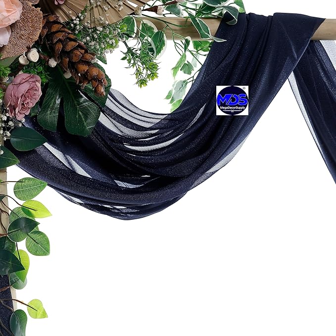 MDS Halloween Chiffon Draping Fabric - 2 Panel, 30" Wide x 20ft Long - Sheer Spooky Arbor & Canopy Drapery for Haunted House Backdrops, Party Ceilings, DIY Costumes & Themed Events - Navy Blue