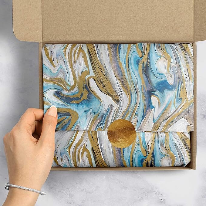Colors of Rainbow Beautifully Designed Print Tissue Paper (12 Sheets, 20 inch X 29 inch) for Decoupage Gift Wrapping Gift Bag Party Decoration Craft Project Handmade Items (Marbleized)