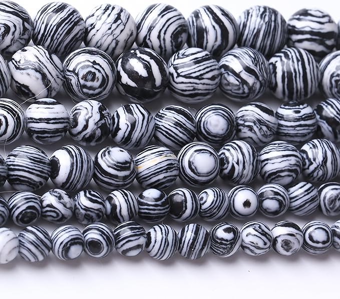 Black Peacock Turquoise Stone Beads Gemstone Round Crystal Energy Jade Beads Stone Beads for Jewelry Making DIY Bracelet Necklace Jewelry Making 1 Strand 15.5inch 45PCS 8MM