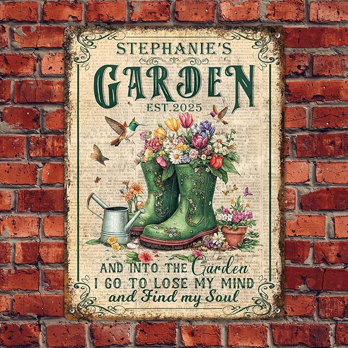 Custom Sign, Personalized Metal Signs, Customize for Office, Business, Workplace, Office, Home, Delivery Signs, Metal Sign With Your Own Image, Text,Photo, Pets, Kids Art Made in USA (Garden 05)