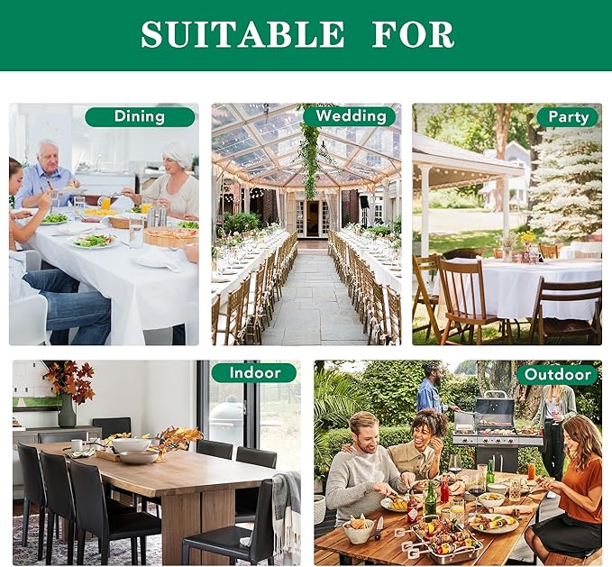 Biscaynebay Textured Fabric Tablecloth 60x84 Inches Rectangular, White Water Resistant Tablecloths for Dining, Kitchen, Wedding and Parties etc. Machine Washable