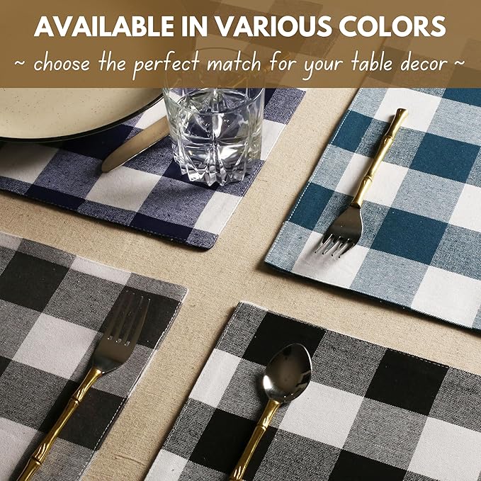 Native Fab Buffalo Checkered Plaid Table Runner, 100% Cotton, 13x108 Inches, Rustic Farmhouse Kitchen and Dining Décor, Ideal for Weddings, Birthdays, Holiday Gatherings, Teal Green