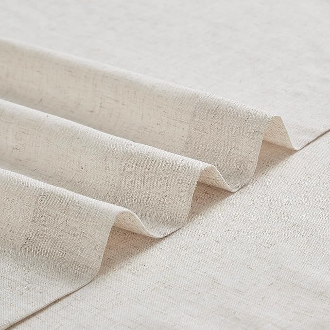 Vision Home Natural Pinch Pleated Semi Sheer Curtains Textured Linen Blended Light Filtering Window Curtains 72 inch for Living Room Bedroom Pinch Pleat Drapes with Hooks 2 Panels 42" Wx72 L