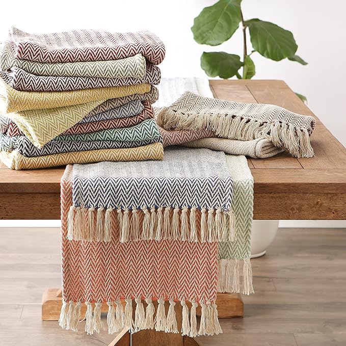 DII Woven Basic Tabletop Collection, Chevron Table Runner, 15x108, Artichoke