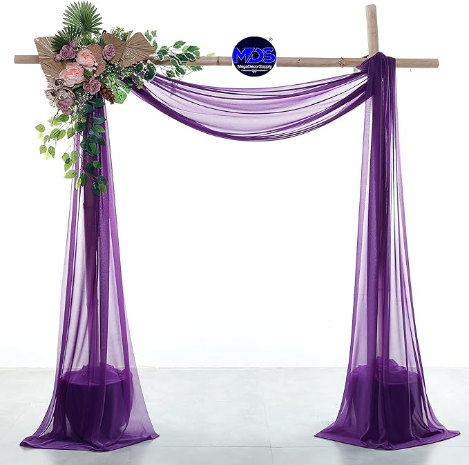 MDS Halloween Chiffon Draping Fabric - 2 Panel, 30" Wide x 50ft Long - Sheer Spooky Arbor & Canopy Drapery for Haunted House Backdrops, Party Ceilings, DIY Costumes & Themed Events - Cadbury Purple