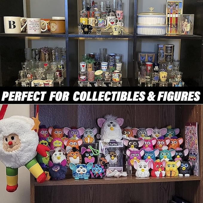 Acrylic Display Risers,Clear Acrylic Risers Display Stand Shelf 3 Tiered Cupcake Stand Perfect for Amiibo Funko Pop Figure Desserts Stand Tabletop Perfume Colognes Toys Collections Cosmetic
