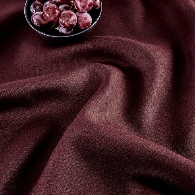 Solino Home Linen Table Runner 48 Inches - 100% Pure Linen Burgundy Hemstitch Table Runner 14 x 48 Inch Ideal for Dresser and Coffee Tables - Fall, Autumn, Thanksgiving, Holiday - Classic Hemstitch