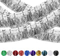 4 Pack Iridescent Fringe Curtains, Metallic Foil Fringe Garland Wall Hanging Drapes Tassel Foil Float for Parade Trailer, Birthday Holiday Outdoor/Indoor Party Decoration (Silver)