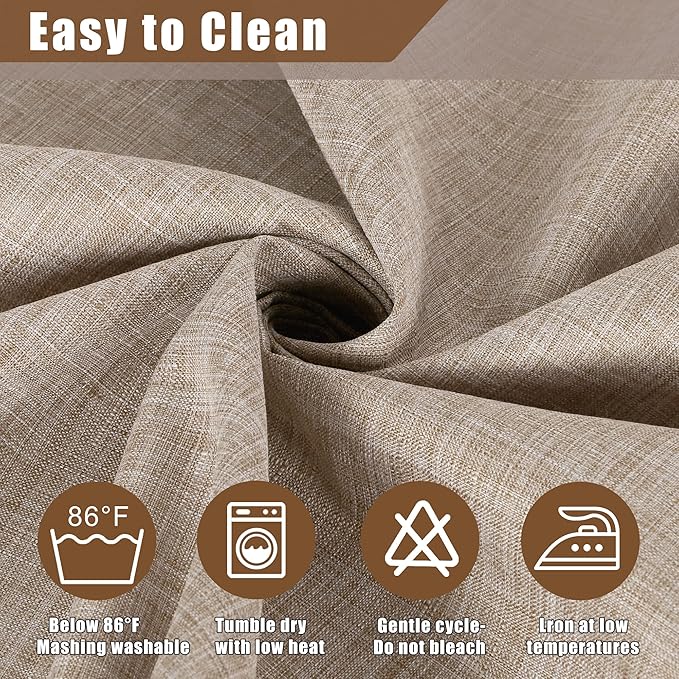 Fitable Faux Linen Tablecloth Rectangle 60 x 102 Inch - Rustic Fabric Table Cloth for 6 Foot Tables, Nature Faux Burlap Table Cover for Kitchen Dining, Party, Farmhouse