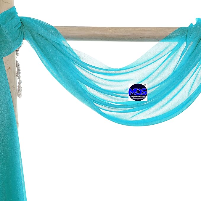 MDS Halloween Chiffon Draping Fabric - 1 Panel, 30" Wide x 75ft Long - Sheer Spooky Arbor & Canopy Drapery for Haunted House Backdrops, Party Ceilings, DIY Costumes & Themed Events - Peacock Blue