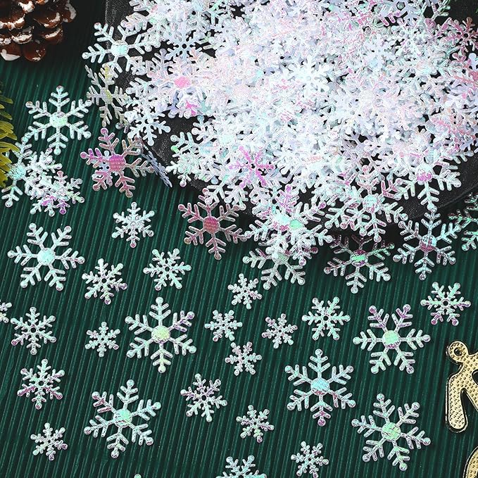 MARFOREVER Snowflake Confetti Decorations, Winter Snowflake Glitter Confetti White Snow Scatter Confetti Winter Wonderland Table Centerpiece for Winter Wedding Birthday Party Decor Supplies