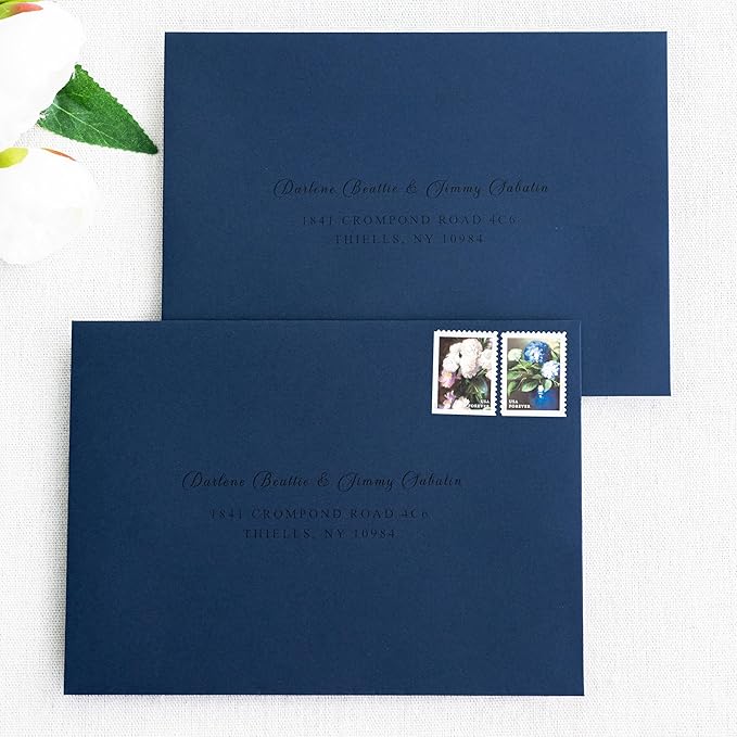 PONATIA 50 Pieces 5x7 Envelopes, A7 Envelopes Self Seal for Weddings, Invitation Cards, Photos, Postcards, Greeting Cards Mailing, Baby Shower, Graduation, Christmas Gift Cards (Navy Blue)
