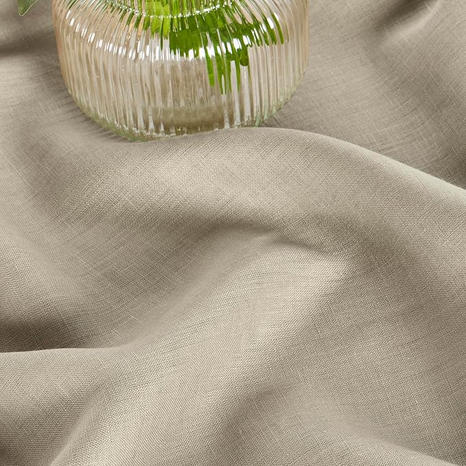 Solino Home Linen Square Tablecloth 52 x 52 Inch - 100% Pure Linen Vintage Khaki Table Throw - Fete, Machine Washable Table Cloth for Fall, Autumn, Thanksgiving