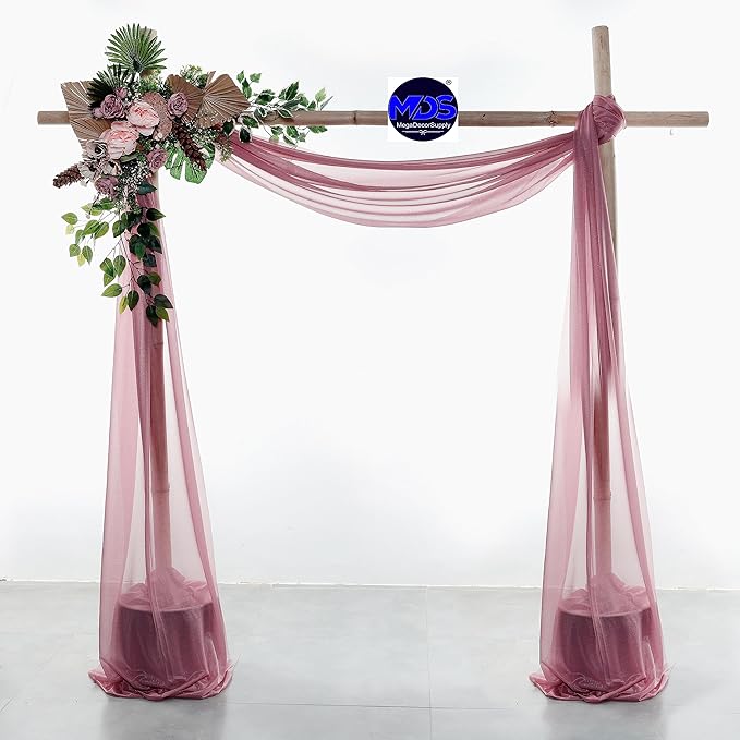 MDS Halloween Chiffon Draping Fabric - 2 Panel, 30" Wide x 40ft Long - Sheer Spooky Arbor & Canopy Drapery for Haunted House Backdrops, Party Ceilings, DIY Costumes & Themed Events - Mauva